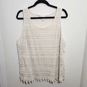 Ava & Viv - Crochet Tank Top - Cream - 1X